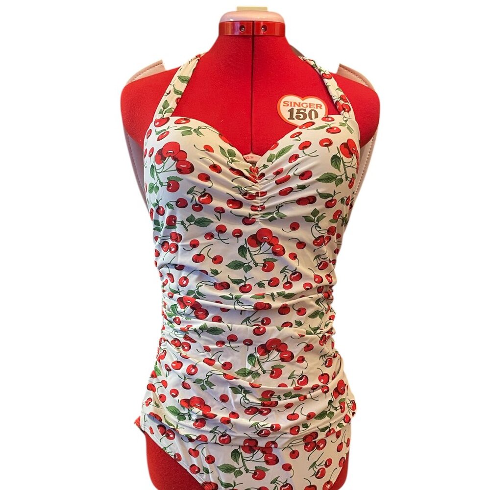 Retro-Inspired Cherry Bathing Suit  - size Large